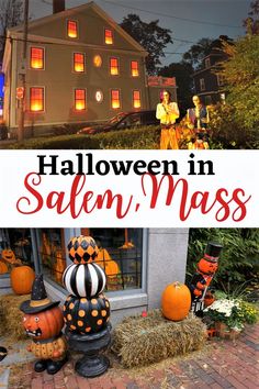 halloween in salem mass with pumpkins and decorations