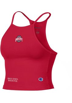 Give your tailgating look a cute update with this Ohio State Buckeyes Womens Tank Top! Look good and stay cool in this Red Halter Crop Sleeveless Shirt. This The Ohio State University Tank Top features a screen print team logo on center chest. Made of 90% cotton / 10% spandex, Bound Neckline, Bound armholes, Finished seams, Modest neckline, Machine wash cold, tumble dry low, 90% COTTON / 10% SPANDEX, 4 Cheap Collegiate Sports Tank Top, Modest Neckline, Halter Tank Top, Sports Lover, Gameday Outfit, Crop Tank Top, Ohio State Buckeyes, Sleeveless Shirt, Ohio State