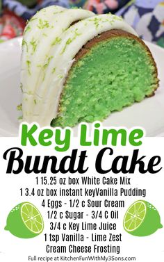 the key lime bundt cake poster is shown