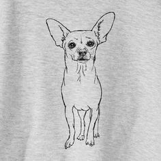 a drawing of a small dog with big ears on it's head is shown