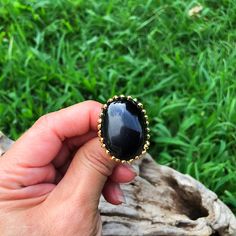 Sterling Silver Ring 925 gold plated, rhodium plate Natural Black Spinel Amazing statement piece Elegant Brass Rings With Cabochon, Artisan Black Brass Jewelry, Handmade Onyx Ring, Handmade Onyx Ring Jewelry, Formal Handmade Brass Ring, Black Brass Rings For Gift, Opal Statement Ring, Rainbow Opal, Artisan Rings