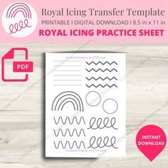 the royal icing practice sheet is shown in pink and white