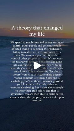 an image of a beach with the words'a theory that changed my life '