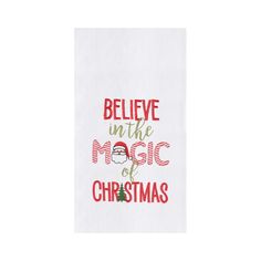 a white towel with the words believe in the magic of christmas