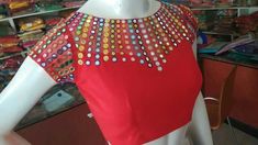 Blouse Designs Mirror Work, Dress Desgines, Magam Works, Kachi Work, Mirror Work Saree Blouse, Mirror Blouse Design, Mirror Blouse, Mirror Work Dress, Mirror Dress