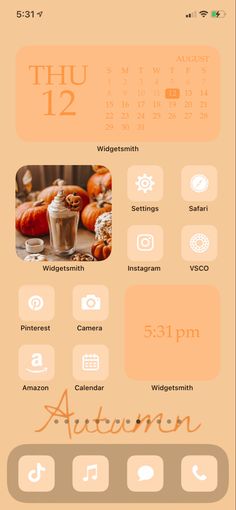 an orange and white calendar with the date on it's side, as well as icons