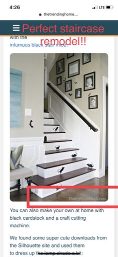 an email page with the words perfect staircase remodel in red and black on it