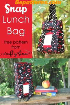 a lunch bag made out of wrapping paper with the words scrap lunch bag written on it