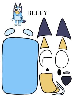 bluey paper doll cut out and glue on it's face with the word ble