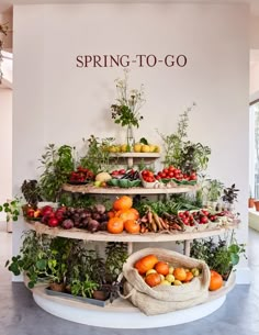 a display in a store filled with lots of fruits and vegetables