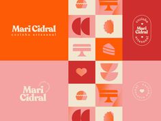 the logo for mari ciral is shown in red, white and orange colors