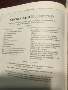 an open book with instructions on how to cook beanspots and other things in it