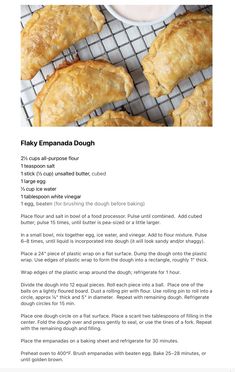 the recipe for flaky empanada dough is shown in this page,