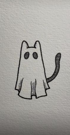 a drawing of a ghost cat on a piece of paper