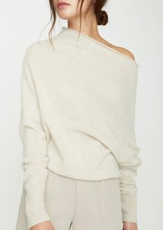 Lori Off Shoulder - Bisque Melange | house of lolo Cropped Knit Sweater Office, Fall Wedding Sweaters, Cashmere Sweater Casual, Classy Winter Sweater, Best Cashmere Sweater, Cashmere Tops With Ribbed Cuffs For Loungewear, Chic Ribbed Collar Sweater For Loungewear, Chic Cashmere Top With Ribbed Neckline, Elegant Knit Top With Ribbed Cuffs For Fall