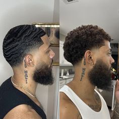 Fade Haircut Designs, Waves Hairstyle Men, Fade Haircut Curly Hair, Taper Fade Curly Hair, Hair Twists Black, Black Hair Cuts, Waves Haircut, Wave Brush