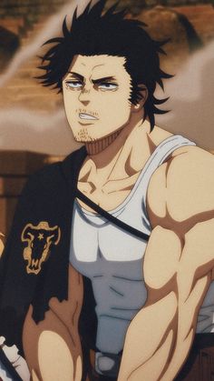 an anime character with black hair and no shirt on, holding a knife in his hand