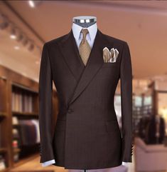 Dive into the world of bespoke suiting and transform your look with a custom suit, perfectly crafted to your unique measurements. Brown Single Button Long Sleeve Suit, Brown Long Sleeve Suit With Buttons, Business Sets With Buttons And Long Sleeves, Brown Double-breasted Suit With Buttons, Brown Long Sleeve Suits With Button Closure, Single Button Long Sleeve Three-piece Suit For Office, Brown Long Sleeve Business Sets, Brown Suit With Button Closure And Suit Collar, Brown Suits With Button Closure And Suit Collar