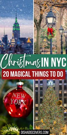 christmas in nyc with the words, 20 magic things to do