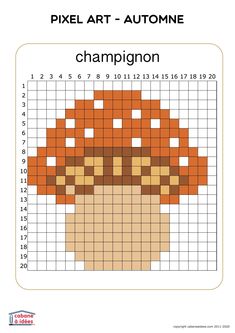 the pixel art - automne is shown with an orange mushroom on it