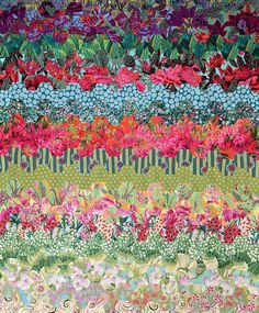 a colorful quilt with flowers on it