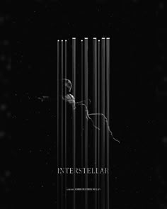 the poster for interestillar is shown in black and white, with an image of a man behind bars