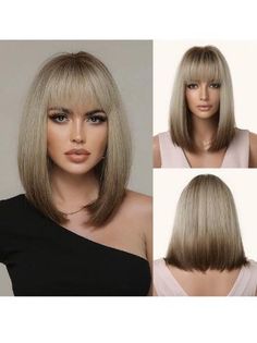 Brown Blonde Ombre Bob Wigs for Women Cosplay Wig with Bangs Synthetic 14¡± 713721620838 eBay, #AD, ##eBay, #ADVERTISEMENT, #Synthetic Brown Blonde Ombre, Grey Ombre Hair, Blonde Bob Wig, Natural Wigs, Brown Blonde, Brown Ombre, Blonde Bobs, Brown To Blonde, Wigs For Women