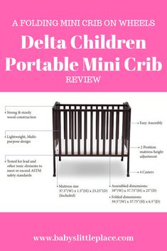 the baby's mini crib is labeled with information on how to use it