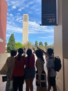 Class of 2027 students pointing at Storke Tower at UCSB (University of California, Santa Barbara) University Of California Santa Barbara, Ucsb College, University Of Santa Barbara