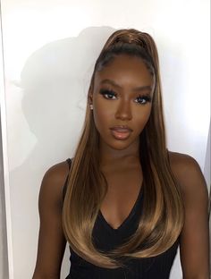 Soft Glam, Hair Laid, Hair Ponytail Styles, Brown Wig, Ponytail Styles, Black Girls Hairstyles, Aesthetic Hair, Brown Skin