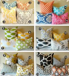 the different types of pillows that are available for purchase on etsyoply com