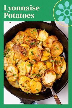 a pan filled with potatoes on top of a table