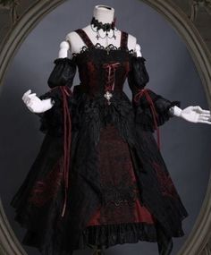 Vampire Dress, Mode Emo, Old Fashion Dresses, Goth Dress, Style Japonais, Mode Kpop, Gothic Dress, Mein Style, Gothic Outfits