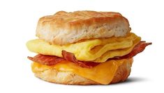 an egg, bacon and cheese breakfast sandwich