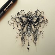 Vibrant Ribbon Tattoo Master Files Butterfly With Flower Tattoo Designs, Woman Thigh Tattoos Unique, Savage Tattoos For Women, Bow Tattoos For Women, Lace Tattoos For Women, Creative Tattoos For Women, Boujee Tattoos For Women, Beads Tattoo, New Tattoo Ideas