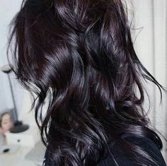 ♡ ; Pinterest : @ XOkikiiii Dark Violet Hair, Pelo Color Borgoña, Violet Hair Colors, Brunette Medium, Highlights Color, Long Dark Hair, Hair Color Purple