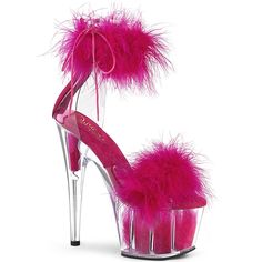 Pleaser Shoes Adore-724f Hot Pink 7" (178m) Heel, 2 3/4" (70mm) Platform Close Back Ankle Cuff Sandal Featuring Marabou Fur On Vamp And Inside The Platform Bottom, Side Lacing & Back Zip Closure, Exotic Pole Dance High Heels Free Shipping And Brand New In The Box Perfect For Pin Up, Cosplay Outfits, Sexy Heels, Burlesque And Showgirl Performances, Dancewear And More #Nwt #Nwb #Fashion #Dollskill #Summer 7 Inch Heels, Neon Heels, Pleaser Shoes, Light Up Shoes, Pink Fur, Party Heels, Corsets And Bustiers, Lingerie Accessories, Pole Dance