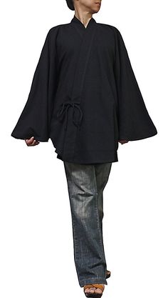 Casual Cotton Winter Kimono, Casual Winter Cotton Kimono, Winter Long Sleeve Kimono With Pockets, Cotton Long Sleeve Kimono For Fall, Long Sleeve Cotton Kimono For Fall, Black Outerwear With Kimono Sleeves For Winter, Long Sleeve Cotton Kimono With Pockets, Black Winter Outerwear With Kimono Sleeves, Fall Cotton Cape Outerwear