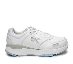 Outside profile details on the KURU Footwear KINETIC 2 Women's Anti-Slip Sneaker in BrightWhite-BlueFog Kuru Shoes, Womens Wide Shoes, Everyday Shoe, Work Shoes Women, Work Shoe, Wide Heels, Hard Workers, Most Comfortable Shoes, Heel Pain