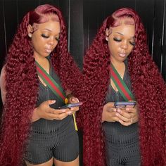 PRICES MAY VARY. Alibeauty 99J Burgundy Deep Wave Lace Frontal Wigs Human Hair Wigs Pre Plucked with Baby Hair Brazilian Wigs Human Hair Lace Front, Soft Lace Wig, Minimum Shedding.. 13x4 Burgundy Lace Front Wig Human Hair: HD Transparent Lace Color, Lace Perfectly Matches Skin Tone, Perfect Melted Lace. Soft and Light, Enough lace width. Wig Cap: Medium Cap Size, 22.5 inch, You Can Adjust the Straps, Make the Cap Size(22-22.5inch), Four Combs, Two Adjustables, Durable, Breathable, Comfortable. Glamour Hair, Frontal Wig Hairstyles, Lace Frontal Wigs, Hair Wigs For Women, Curly Waves, Wigs Human Hair, Colored Wigs, Body Wave Wig, Front Lace Wigs Human Hair