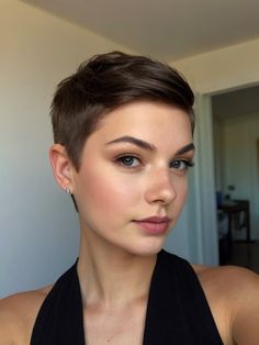 Pixie Cut 2024, Pixie 2024, Shaved Pixie Cut, Cool Hairstyles For Girls, Really Short Hair, Short Hair Pixie Cuts, Shoulder Hair, Super Short Hair, Very Short Hair