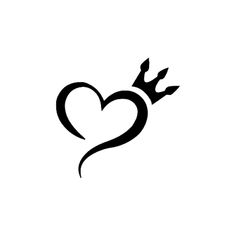 a black and white heart with a crown on it's side, in the shape of a heart