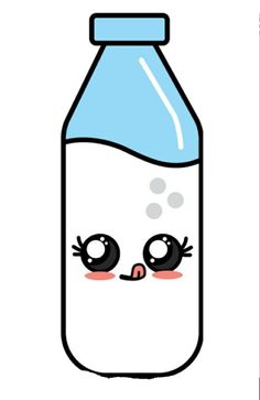 a cartoon milk bottle with eyes drawn on it