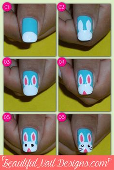 Easter Pedicure, Easter Nail Art Tutorial, Easter Nails Easy, Nailart Tutorial, Easter Nail Art Designs, Nail Art For Kids, Pedicure Ideas, Bunny Nails, Easter Nail Designs