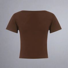 Sleeve Style: regular Sleeve Length(cm): short Clothing Length: short Style: Y2K Material: Polyester Tops Type: TEES Season: Summer Gender: WOMEN Collar: O-Neck Brown Stretch T-shirt For Summer, Basic Brown Short Sleeve Tops, Trendy Stretch Brown T-shirt, Basic Fitted Brown T-shirt, Brown Fitted Short Sleeve Crop Top, Fitted Basic Brown T-shirt, Brown Stretch Short Sleeve T-shirt, Fitted Brown Crop Top With Short Sleeves, Fitted Brown Short Sleeve Crop Top