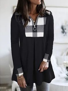 Cotton Blends Loosen Casual Long Sleeve Tops is fashionable and cheap, come to Justfashionnow to find out about the Clothing Chic Winter Style, Leopard Print Shirt, Winter Plaid, Tunic Tops Casual, Casual Tunics, Long Sleeve Tops Casual, Women Long Sleeve Tops, Plaid Fashion, Collar Top