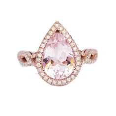 Morganite Rings Gia Certified For Anniversary, Pear-shaped Morganite Ring With Prong Setting, Victorian Wedding Ring, Ring Guards Enhancer, Twisted Band Ring, Pear Diamond Rings, Ring Guard, Rose Gold Morganite, Pear Engagement Ring