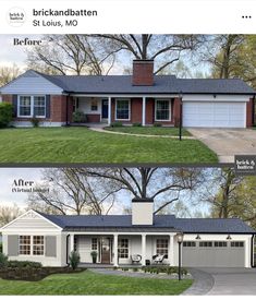 before and after pictures of a house in the same color as it appears on this real estate