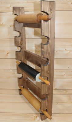 a wine rack made out of wooden boards