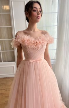 Tea Length Tulle, Tulle Midi Dress, Peach Dress, Dress Indian, Tea Length Wedding Dress, Evening Dresses Cocktail, Custom Size Dresses, Tulle Wedding, Tulle Wedding Dress